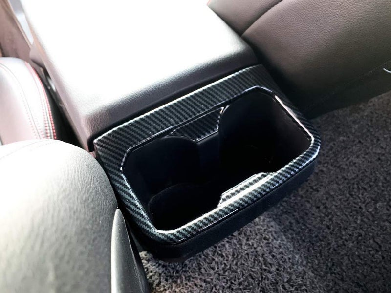 JSTOTRIM Carbon Fiber Look Interior Rear Seat Armrest Cup Holder Cover Trim for Toyota Tacoma 2016-2023 - Image 3